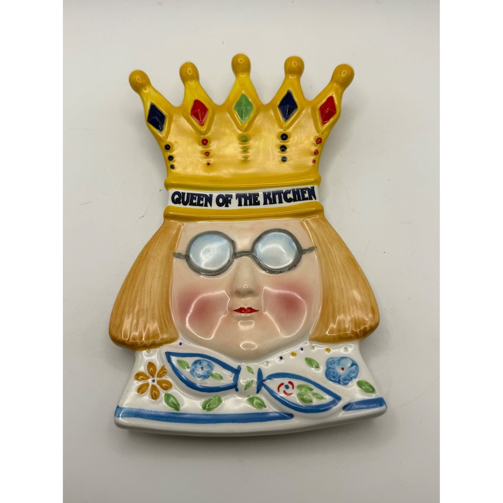 Vintage 1999 Mary Engelbreit Queen of the Kitchen Ceramic Spoon Rest Wall Plaque